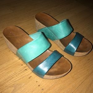 Chocolat Blu Teal Cork Wedges